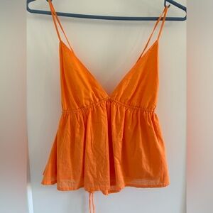 Faithfull the Brand x Revolve orange tie-up Parcia tank top, size medium